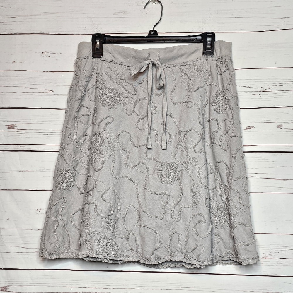 Max Studio Gray Embroidered Drawstring Skirt